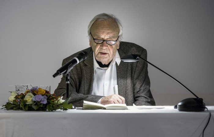 BRUSSELS - BELGIUM - 09 December 2015 -- "Lesung mit dem Träger des Georg-Büchner - Preises 2014 - Juergen BECKER" - The Representation of Hessen to the EU and the German Academy for Language and Poetry present Juergen BECKER the winner of the Georg-Buechner-Award. --PHOTO: Juha ROININEN / EUP-IMAGES